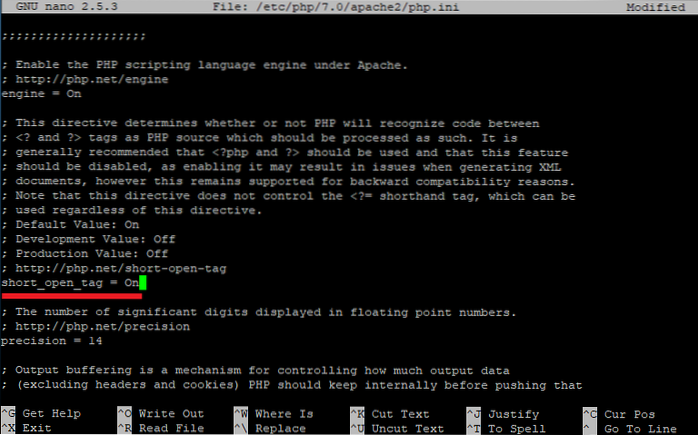 Jak włączyć krótki otwarty tag (short_open_tag) w PHP